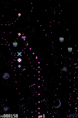 Bulletlop gameplay. There are a lot of bullets on screen coming from multiple different enemies.