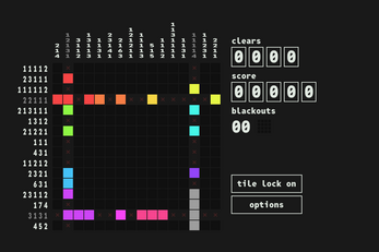 Nonononogram gameplay. It's a nonogram puzzle with two rows and columns already done.